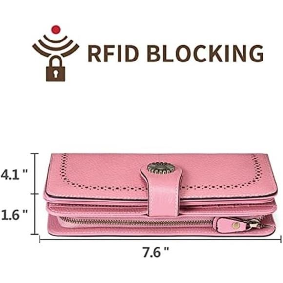 Wallets for Women Genuine Leather Credit Card Holder 2-Natural-Pink - Picture 4 of 6